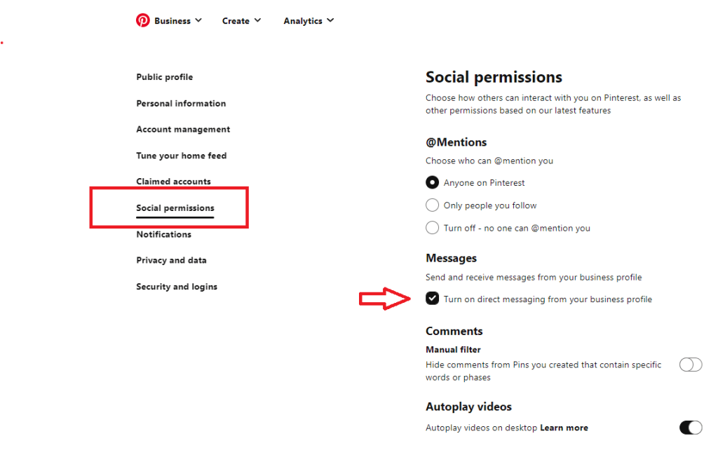 pinterest social permissions