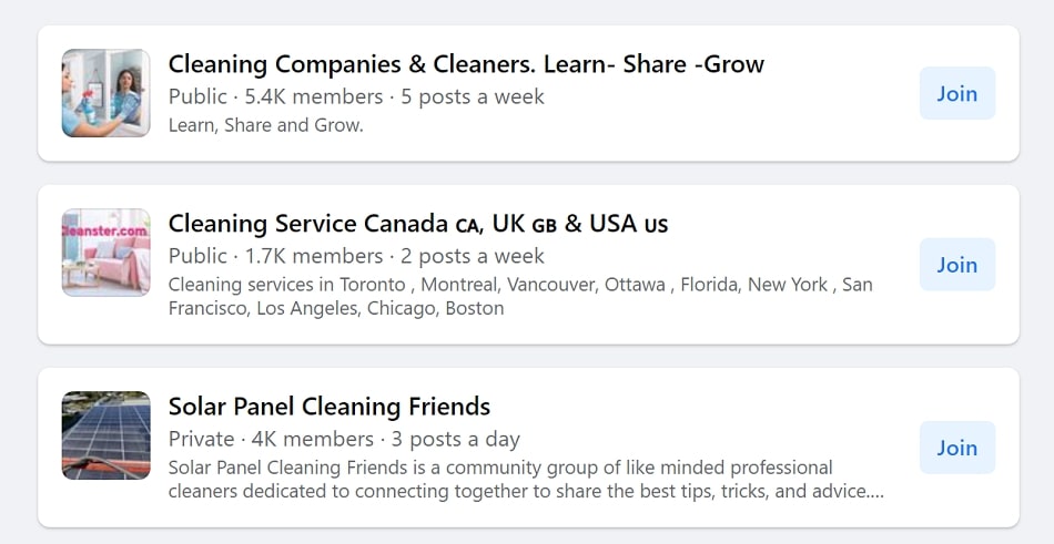 cleaning service facebook social media groups