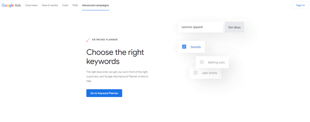 Google keyword planner