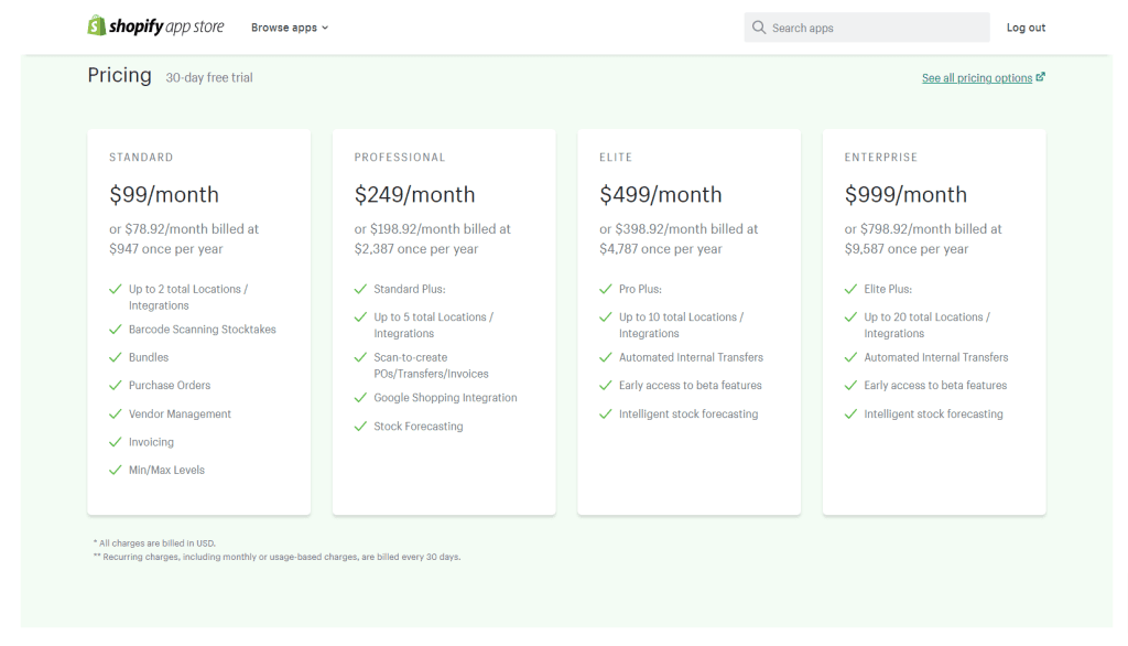 Shopventory pricing plan